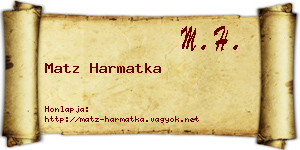 Matz Harmatka névjegykártya